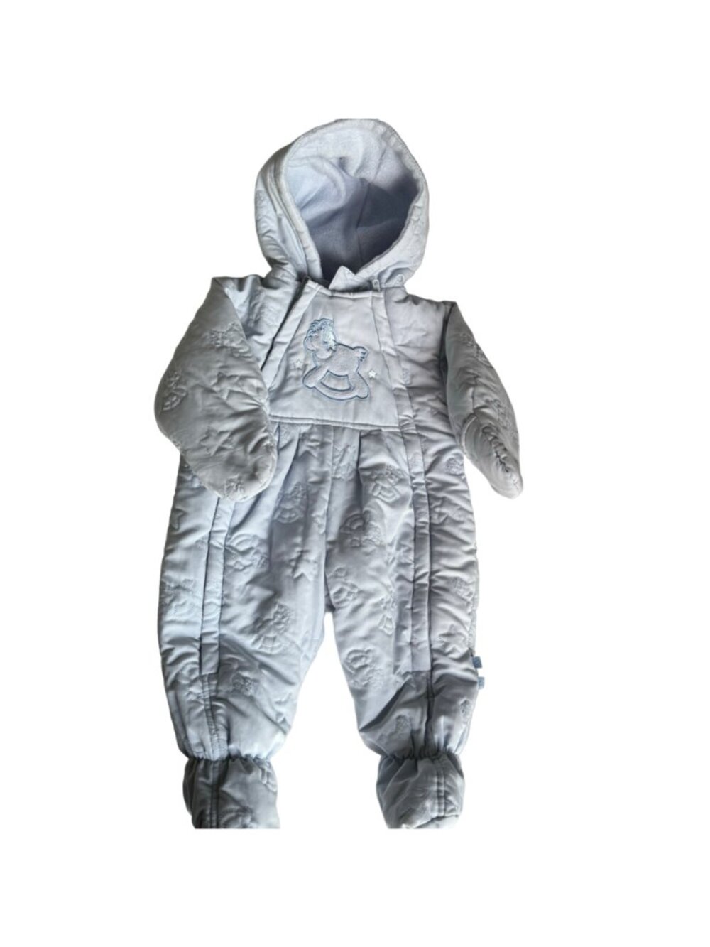 Le Petit Rothschild Infant Snowsuit 6mo Attached Mittens Booties Puffer Bunting - Picture 3 of 14